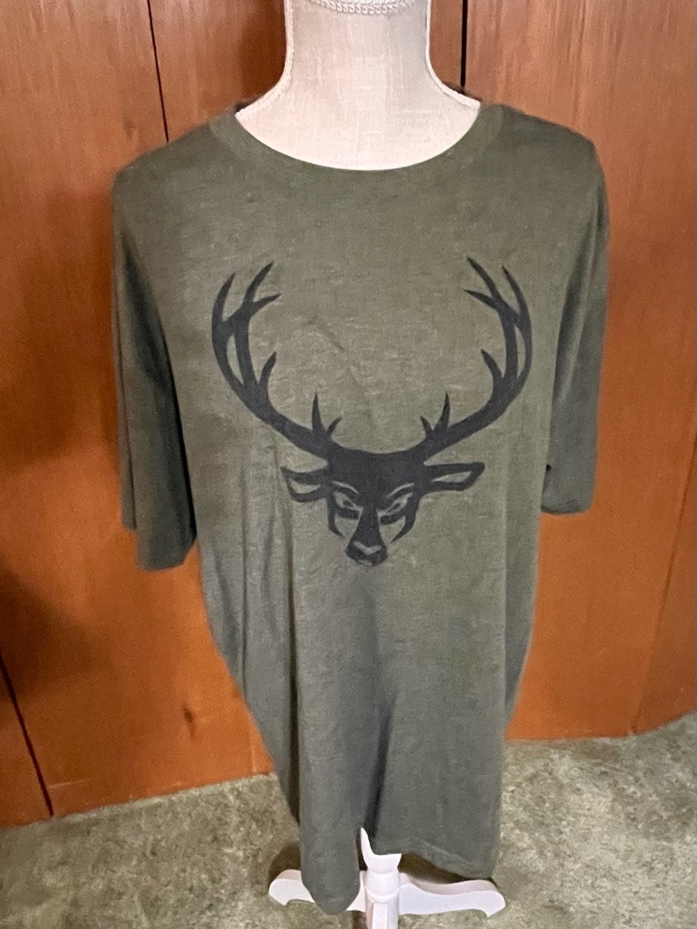 Bucked Up Mens XXL Deer Buck Logo T Shirt Olive Green Hunting Outdoors